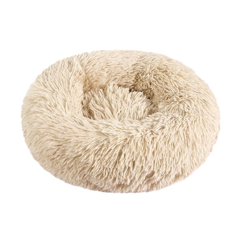 otoez Kitten Puppy Bed Extra Small XS Round Dog Cat Beds Anti Anxiety Plush Pet Calming Donut Bed with Non-Slip Waterproof Bottom, Washable (15.7", Taupe) - Image 1